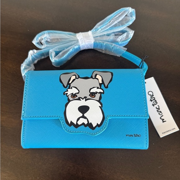 Marc Tetro Crossbody BLUE Wallet Schnauzer Dog Wallet VHTF - Picture 1 of 5